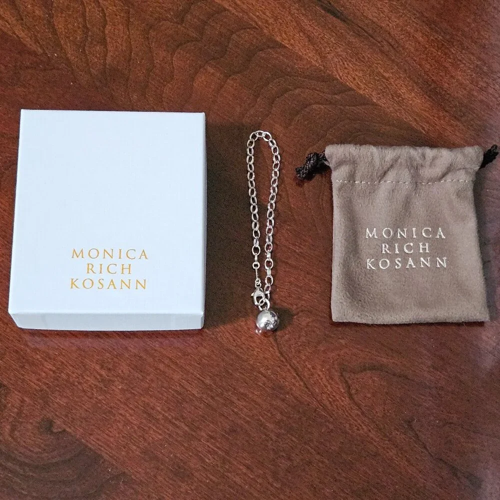RARE MODERN MONICA RICH KOSANN CROSS SAPPHIRE 925 SILVER CHARM PENDANT BRACELET
